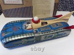 Vintage German Tin Litho Space Toy Vehicle Holdauto