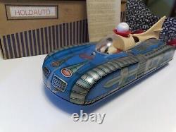 Vintage German Tin Litho Space Toy Vehicle Holdauto