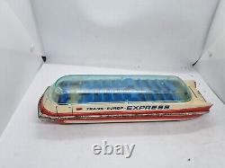 Vintage Germany Trans Europ Express Friction Litho Tin Auto Bus Toy Space Toy