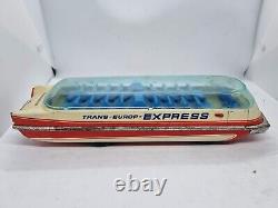 Vintage Germany Trans Europ Express Friction Litho Tin Auto Bus Toy Space Toy