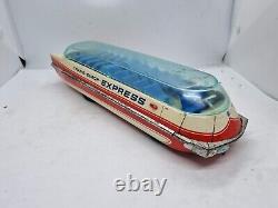 Vintage Germany Trans Europ Express Friction Litho Tin Auto Bus Toy Space Toy