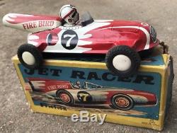 Vintage HTC Japan Tin Toy Friction Jet Racer Space Car Futuristic Works Boxed @@