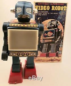 Vintage Horikawa Japan Video Robot Battery Op, Tin Toy Space Scout with Org. Box