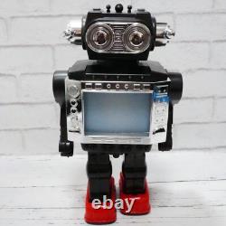 Vintage Horikawa New Television space Robot Tin Toy Black Battery Operated