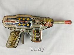 Vintage Horikawa Space Gun Japan Tin Toy 2 Barrels Ray Astronaut Cosmonaut Works