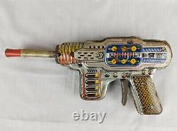 Vintage Horikawa Space Gun Japan Tin Toy 2 Barrels Ray Astronaut Cosmonaut Works