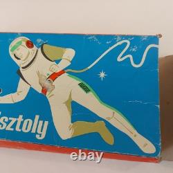 Vintage Hungary Space Ray Gun Pistol Litho Astronaut Friction Tin Toy Works+ Box