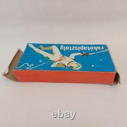 Vintage Hungary Space Ray Gun Pistol Litho Astronaut Friction Tin Toy Works+ Box