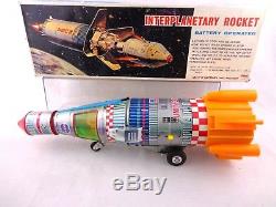Vintage Interplanetary Rocket Space Ship Toy NASA Yonezawa 1960s Tin Plate Mego
