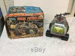 Vintage Japan JTOY Tin Battery Operated Super Moon Patroler Space Vehicle w Box