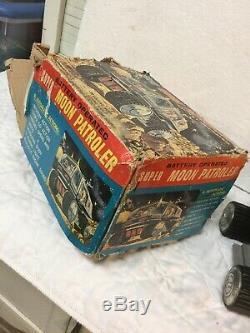 Vintage Japan JTOY Tin Battery Operated Super Moon Patroler Space Vehicle w Box