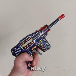 Vintage Japan SH Horikawa MARS Gun Pistol Friction Double Barrel Space Tin Toy