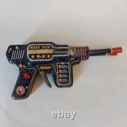 Vintage Japan SH Horikawa MARS Gun Pistol Friction Double Barrel Space Tin Toy