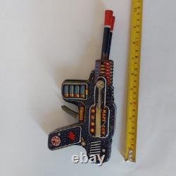 Vintage Japan SH Horikawa MARS Gun Pistol Friction Double Barrel Space Tin Toy