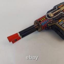 Vintage Japan SH Horikawa MARS Gun Pistol Friction Double Barrel Space Tin Toy