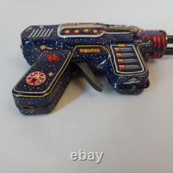 Vintage Japan SH Horikawa MARS Gun Pistol Friction Double Barrel Space Tin Toy