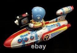 Vintage Japanese Tin Litho Astronaut Rocket Ship