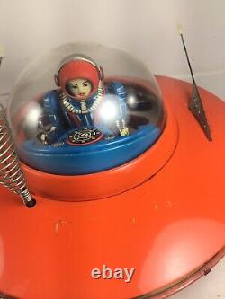 Vintage KO Japan Flying Saucer Battery Operated with Pilot 1950's with Original Box