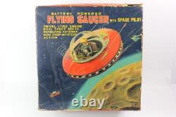 Vintage KO Japan Flying Saucer with Space Pilot Battery Op. 1950's with Original Box