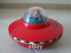 Vintage KO Yoshida Japan Tin Robot Flying Saucer Space toy Cragstan Masudaya