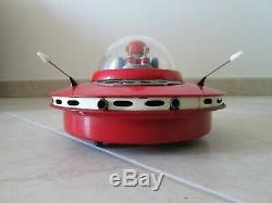 Vintage KO Yoshida Japan Tin Robot Flying Saucer Space toy Cragstan Masudaya