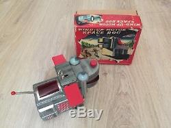 Vintage KO Yoshiya Space Dog Silver Tin Toy Robot With Original Box. Japan