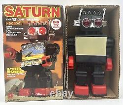 Vintage Kamko Saturn Walking Light Up TV Space Robot Tested Working As Found