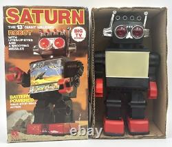 Vintage Kamko Saturn Walking Light Up TV Space Robot Tested Working As Found