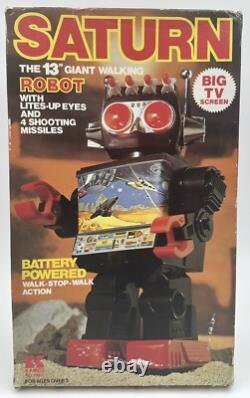 Vintage Kamko Saturn Walking Light Up TV Space Robot Tested Working As Found
