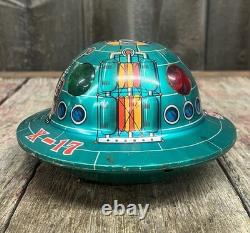 Vintage MASUDAYA Battery Operated Space Patrol X-17 Flying Saucer Toy Japan