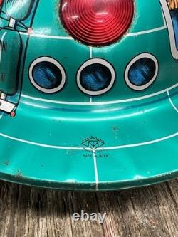 Vintage MASUDAYA Battery Operated Space Patrol X-17 Flying Saucer Toy Japan