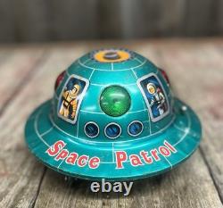 Vintage MASUDAYA Battery Operated Space Patrol X-17 Flying Saucer Toy Japan
