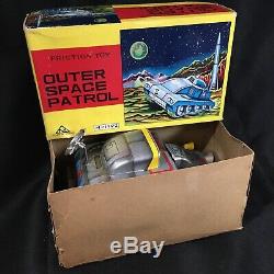 Vintage MT Space Patrol Tank Tin Friction Toy Japan Mint With Box