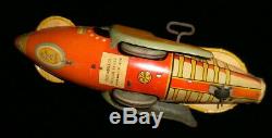 Vintage Marx 25th-Century USA Buck Rogers Wind-up tin toy Spaceship WORKING