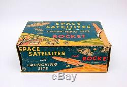 Vintage Marx Tin Space Satellites with Launching Site and Rocket Unused Set
