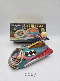 Vintage Masudaya ModernToys Non-Fall Moon Rocket Tin Battery Op Japan