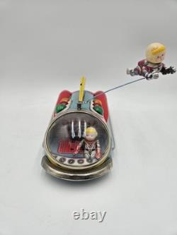Vintage Masudaya ModernToys Non-Fall Moon Rocket Tin Battery Op Japan