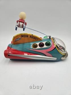 Vintage Masudaya ModernToys Non-Fall Moon Rocket Tin Battery Op Japan