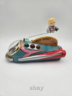 Vintage Masudaya ModernToys Non-Fall Moon Rocket Tin Battery Op Japan