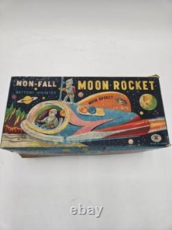 Vintage Masudaya ModernToys Non-Fall Moon Rocket Tin Battery Op Japan