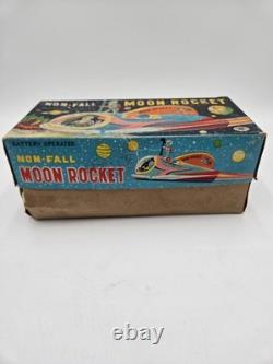 Vintage Masudaya ModernToys Non-Fall Moon Rocket Tin Battery Op Japan