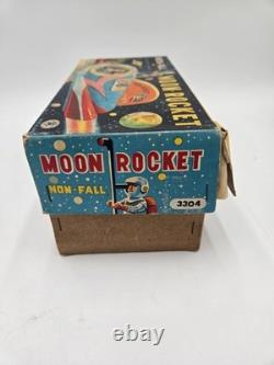 Vintage Masudaya ModernToys Non-Fall Moon Rocket Tin Battery Op Japan