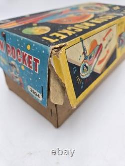 Vintage Masudaya ModernToys Non-Fall Moon Rocket Tin Battery Op Japan