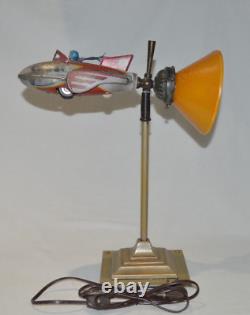 Vintage Matthew Lee Gotwols Toy Tin Space Rocket Custom Table Lamp Artist Signed