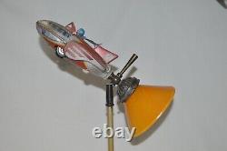 Vintage Matthew Lee Gotwols Toy Tin Space Rocket Custom Table Lamp Artist Signed