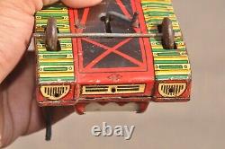 Vintage Mechanical Bump'n Go Space Explorer Litho Tank Tin Toy, Japan