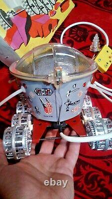 Vintage Metal Electromechanical Space Toy Lunokhod controlled by Made in USSR