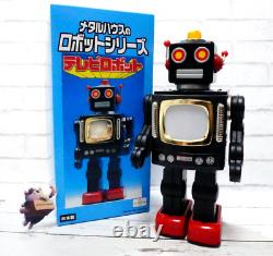 Vintage Metal House Tin TV Space Robot Battery operated Black Red WithBOX