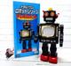 Vintage Metal House Tin TV Space Robot Battery operated Black Red WithBOX