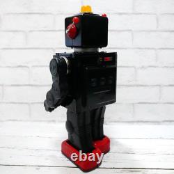 Vintage Metal House Tin TV Space Robot Battery operated Black Red WithBOX